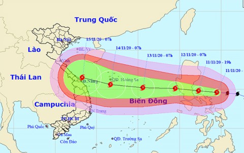 Bão Vamco giật cấp 15 trước khi vào Biển Đông